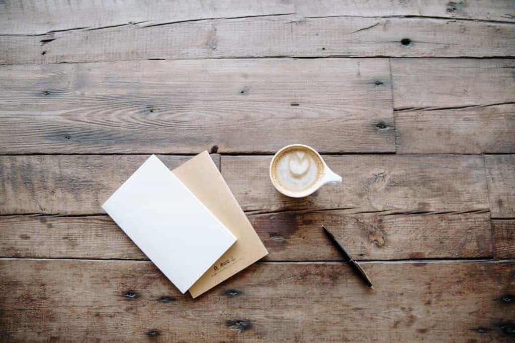 Coffee & notes on a table